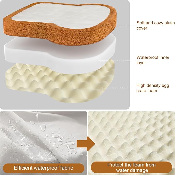Orthopedic Dog Bed for Small Dogs, Toast Style Washable Non-Slip Pet Bed for Dogs and Cats, Puppy Kitten Washable Pet Mat Bed for Crate Home Indoor