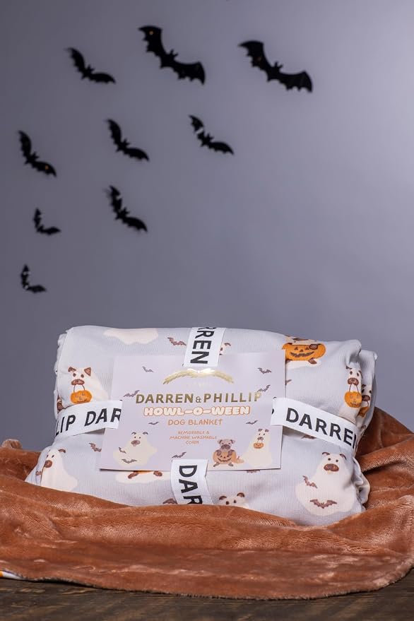 Darren & Phillip Howl-O-Ween Blanket - Ultra-Soft Blankets Made with Plush Fleece - Perfect as a Dog Bed Blanket or for Cuddling with Your Pup - Ultra-Snuggly Blankets for Dogs & Humans