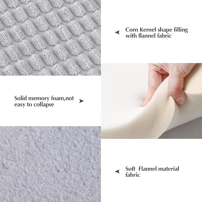 BVAGSS Reversible Dog Crate Pad, Memory Foam Pet Bed Mat, Soft Warm Machine Washable Sleeping Kennel Mattress for Small Medium Dogs XH079 (21''x13''x1.6'',Grey)