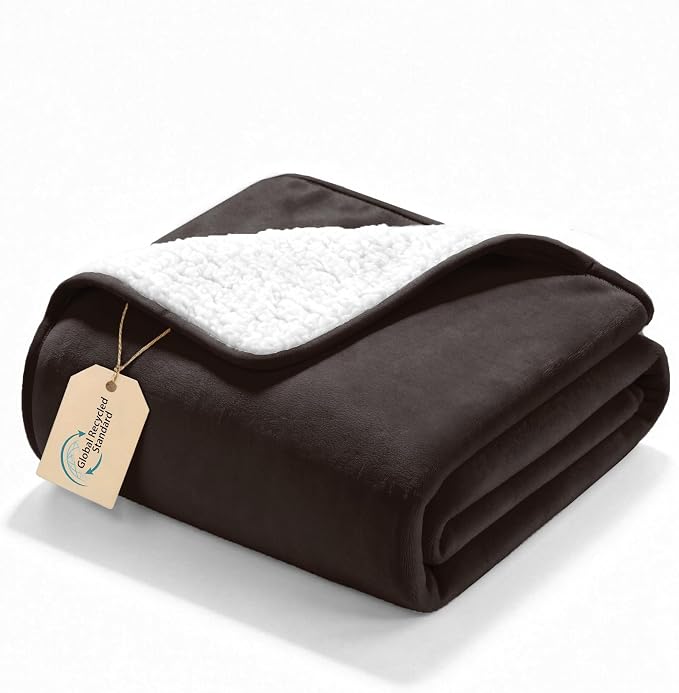 gogobunny Waterproof Bed Blanket, Reversible Sherpa Fleece Throw Blanket for Dog Puppy Cat, Furniture Cover Protects Bed Couch Sofa from Liquid Pee and Pet Fur (Dark Brown, 25x35 inches)