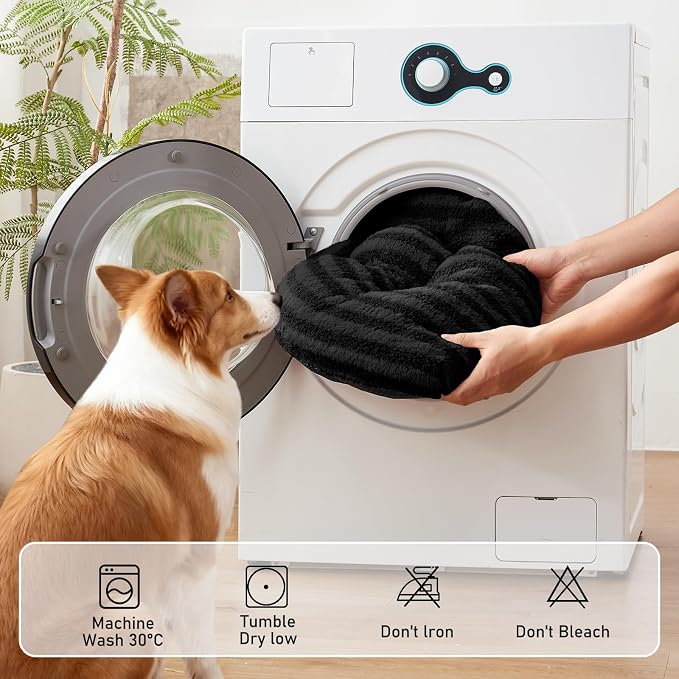 FURTIME Washable XXL Dog Bed for Extra Large Dogs, Giant Dog Crate Beds | Comfy Fluffy Kennel Pad Anti-Slip Pet Sleeping Mat, Machine Washable Dogs Pillow, 47"x29"x4", Black