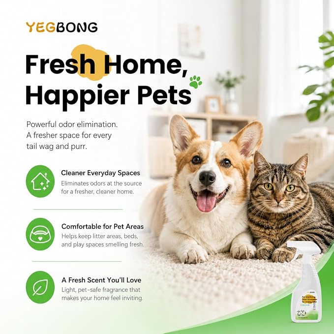 Pet Stain & Strong Odor Eliminator, Dog & Cat Pee Urine Destroyer for Carpet, Upholstery - Cleaner Spray for Pet Stain Remover, Urine, Poop, Pee, Deodorizer, Air Freshener in Home & Car - 8FLoz