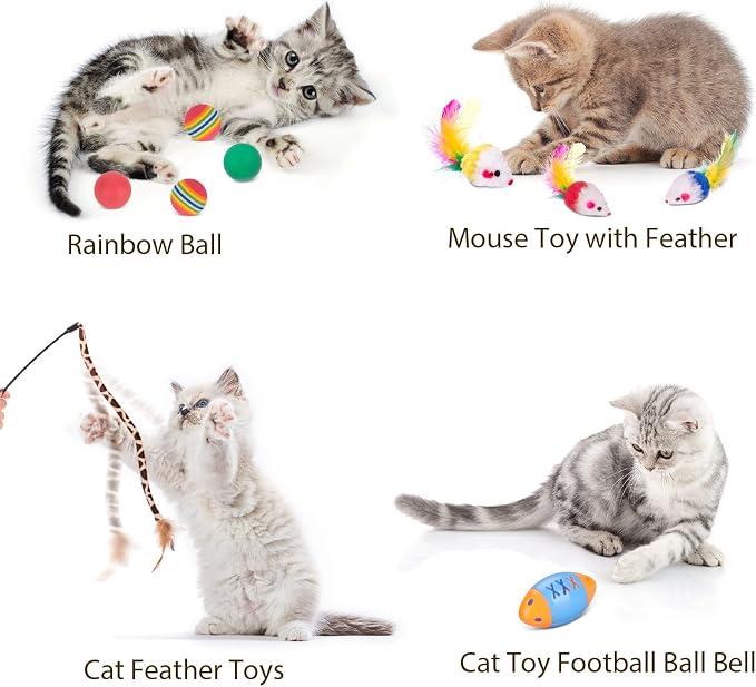 Retro Shaw Interactive Cat Toys Packs, 25Pcs | 4Pcs Collapsible Tunnel, 21Pcs Kitten Toys Bundle