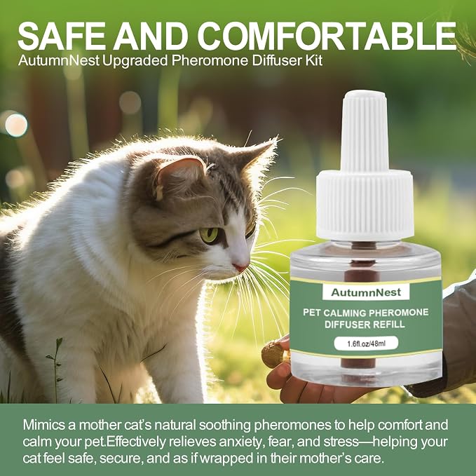 Cat Calming Pheromone Diffuser Refills, 4 Pack Cat Calming Refills | Helps Relieve Cat Anxiety, Reduce Stress, Aggression, Fighting, Spraying, Scratching, Vet Visits, Travel, Multi-Cat Homes