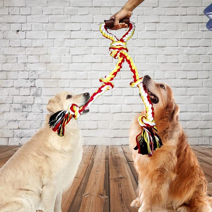 Large Dog Rope Toys for Aggressive Chewers - Pitbull Tug of War, Heavy Duty, Outdoor, Medium to Large Breed, Durable Dog Tug Toys with Handle
