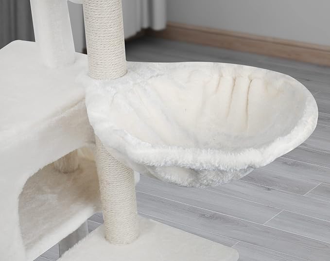 AIWIKIDE Cat Tree Has Scratching Toy with A Ball Activity Centre Cat Tower Furniture Jute-Covered Scratching Posts (Beige, 36.6'')