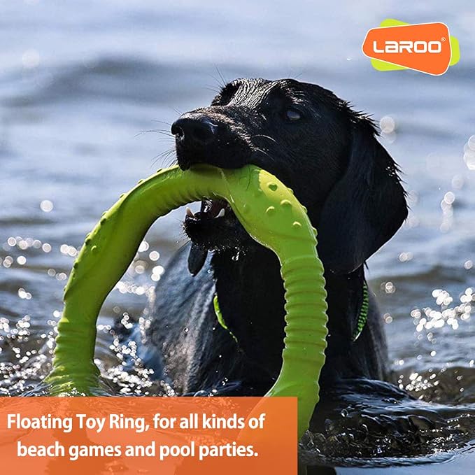 LaRoo Dog Flying Ring Toys, Floating Flying Disc Toys, Summer Pet Training Outdoor Durable Chew Toys for Medium and Large Dogs (Medium Green/22cm)
