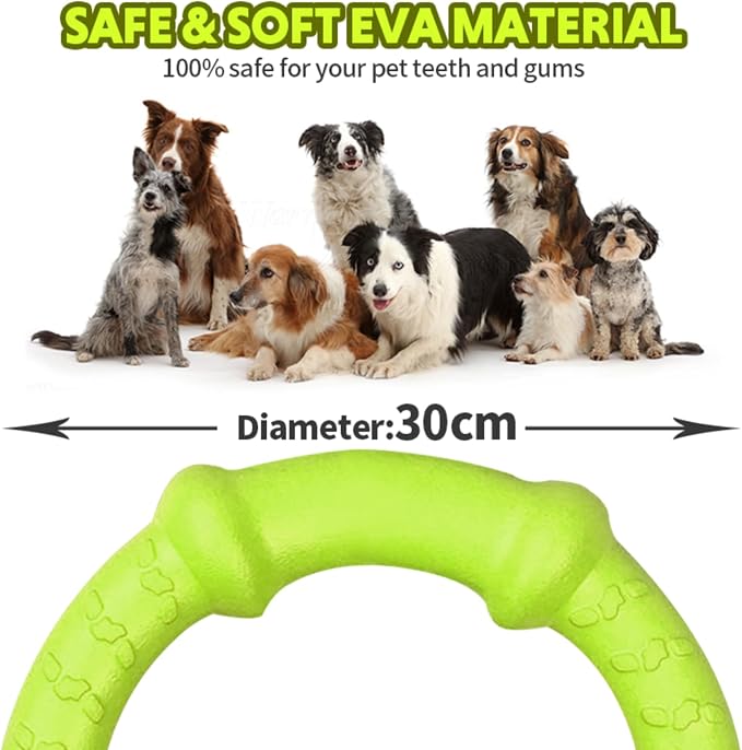 LaRoo Dog Toys for Medium/Large Dogs, Floatable Dog Flying Discs 3 Sizes Pool Toy, Interactive and Tug of War Ring Toy, Funny Fetch Teething Toys (Green, 11.8“)