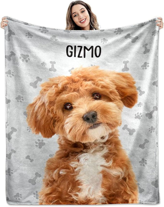 Pamaheart Custom Dog Face Blankets, Personalized Pet Photo Blanket, Fleece Dog Blankets, Customized Photo Throws, Dogs Dad Gifts, Pet Lover Gifts, Memorial Gift /29