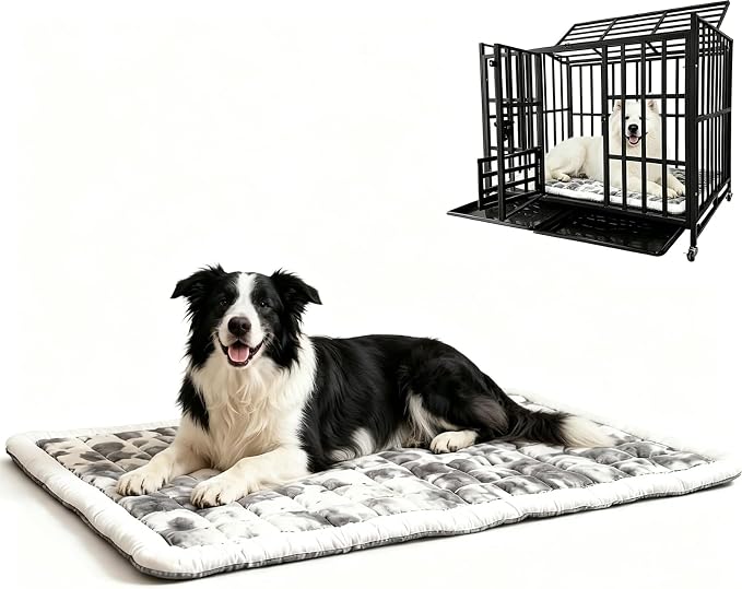 Washable Dog Bed Mat ，Upgraded Non-Slip Durable Dog Bed，Soft and Comfortable, Machine Washable Luxury Kennel Pad，Design Kennel Beds Mats for Large Medium Small Pets ，38" x 24"