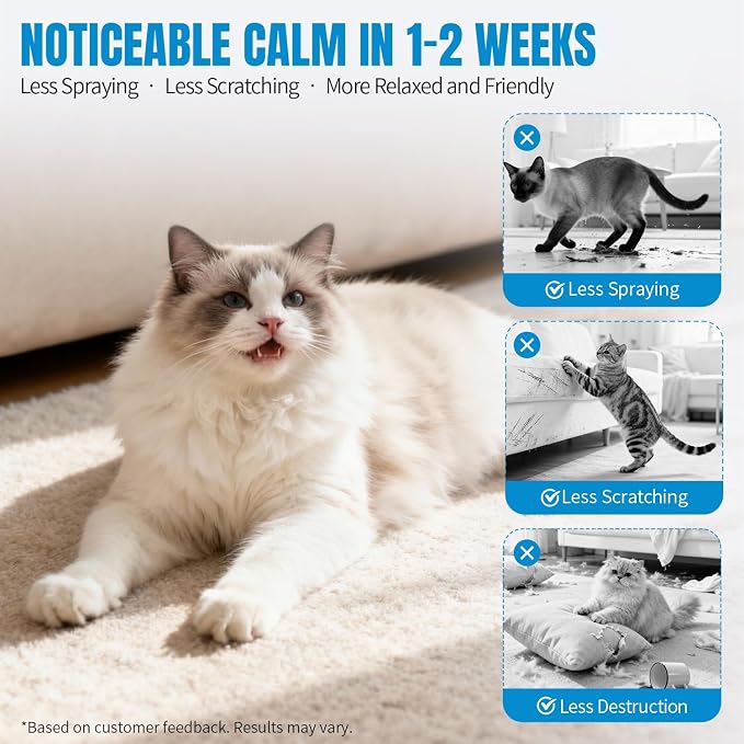 Cat Calming Diffuser Pheromones Effectively Relieve Anxiety Stress Cat Pheromones Calming Diffuser Refill Comfort for Cats Reduce Fighting Spraying Scratching Calm Relaxing