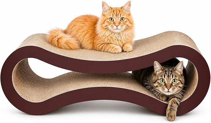 FluffyDream Cat Scratcher Cardboard, Scratching Pad House Bed Furniture Protector, Infinity Shape, Curved