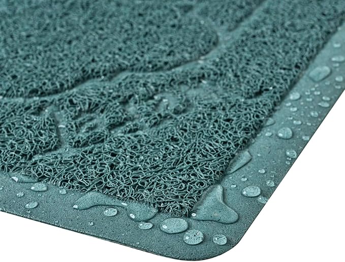 Cat Litter Box Mat, Kitty Premium PVC Pad, Durable Trapping Rug, Phthalate Free, Urine-Resistant, Scatter Control, XXL 47 x 36 Inch, Celadon Green