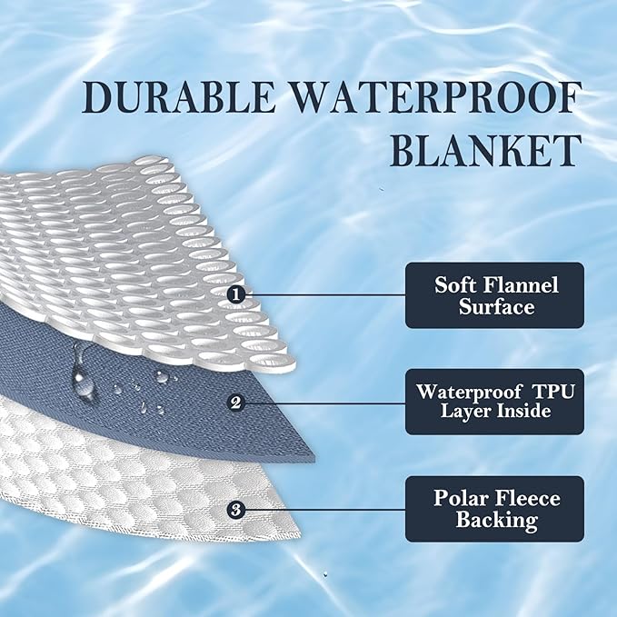 Waterproof Blanket 60"x80" for Adults, Reversible Waterproof Bed Cover for Dogs Cats Pets, Soft Leakproof Blanket for Bed Couch Sofa Furniture Protector, Brown/Off White