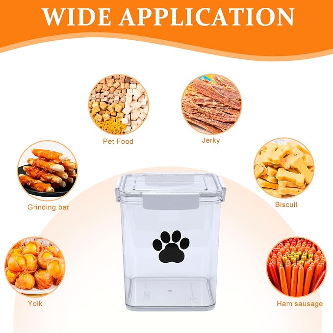4L Dog Food Storage Container,Airtight Pet Food Storage Containers with Buckle-Lock Lids & Spoon,Plastic Cat Food Bin BPA Free,Dog Treat Container for Dog, Cat, Bird Seed - Bright White