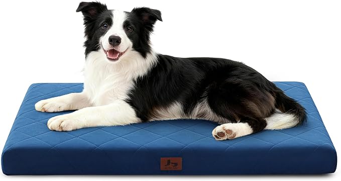 Orthopedic Dog Beds for Large Medium Dogs, Washable Pet Bed Mat with Removable Cover, Waterproof Egg Crate Foam Puppy Bed Anti Slip, 36" x 27", NOT for Chewers