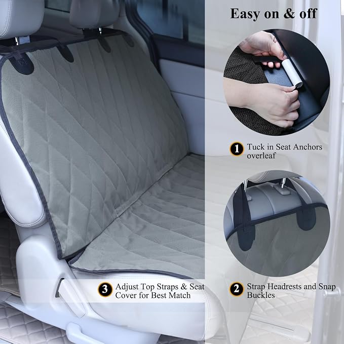 VIVAGLORY Dog Seat Cover Pet Seat Protector, Standard, Grey | Backseat Cover for Car Suv & Truck, Back Rear Backseat Bench Protector