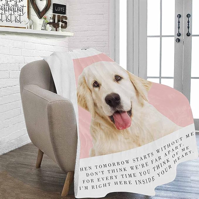 in Loving Memory Personalized Throw Blanket Custom Blankets with Dog Photo Name Soft Fleece Blankets for Pet Cats Gifts