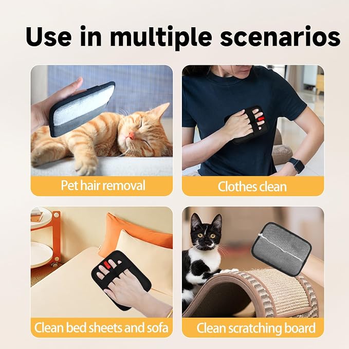NVNAN 2-in-1 Pet Grooming Glove and Fabric Hair Remover | Dual-purpose design for brushing pets and fabric cleanup, helping manage loose fur on pets, and furnitures