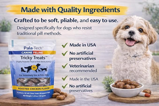 Soft Dog Treat Pouch with Roasted Chicken Flavor - 30 Chewy Dog Training Treats - Easy to Swallow - Veterinary Use in Dogs Only (5.29 oz/150 Grams) Pouch
