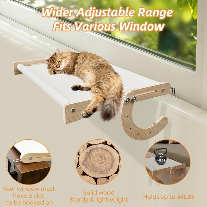 Window Cat Bed, Sturdy Cat Window Perch, Adjustable 4-in-1 Cat Hammock, 4 Modes for Complex Scenarios, Durable & Safe Hanging Seat for Kittens, Cats, Small Pets to Sleep & Play (Grey, 18inch)