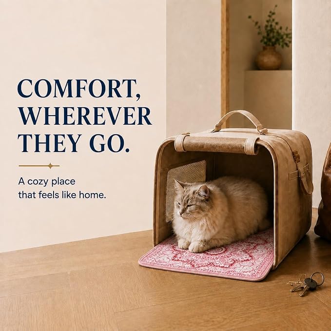 PUPIBOO Cat Litter Mat, Litter Trapping Mat, and Washable Cat Pee Pad | Cat litter box mat and cat food mat, 15x24in, 4-layer, OekoTex-, non-slip, washes up to 500 times