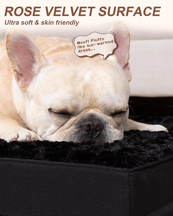 KSIIA Washable Dog Bed for Crate Waterproof for Medium Dogs,29x18 in,Black | 3in egg crate foam,orthopedic support,Soft rose velvet,3ply waterproof fabric,removable cover,anti-slip base,washable
