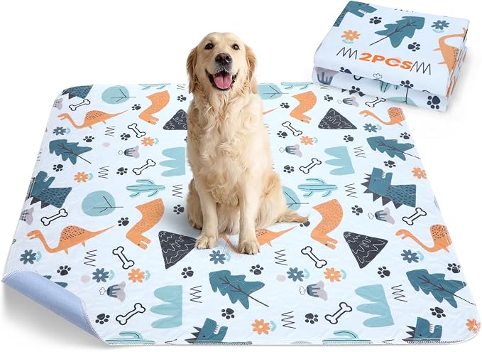 FURTIME Washable Pee Pads for Dogs, Super Absorbent, 2 Pack 41"x41" Blue | Reusable Pads for Dog Training Pads, 100% Waterproof Non-Slip Pee Pads Whelping Pads Dog Playpen Pads Crate Mat