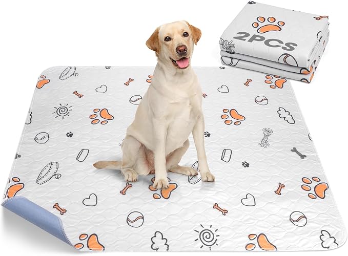 FURTIME Washable Pee Pads for Dogs, Super Absorbent, 2 Pack 48"x48" Gray | Reusable Pads for Dog Training Pads, 100% Waterproof Non-Slip Pee Pads Whelping Pads Dog Playpen Pads Crate Mat Bed Pads