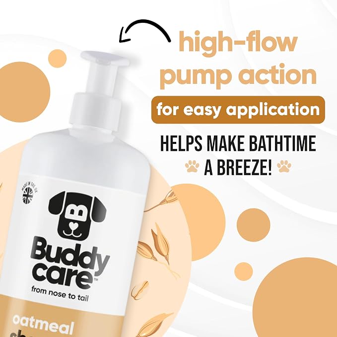 Buddycare Oatmeal Dog Shampoo for Smelly Dogs (33.8oz) - Hypoallergenic & Itch Relief Formula, Gentle on Sensitive Skin, Includes Dog Shampoo and Conditioner - Essential Dog Grooming Supplies