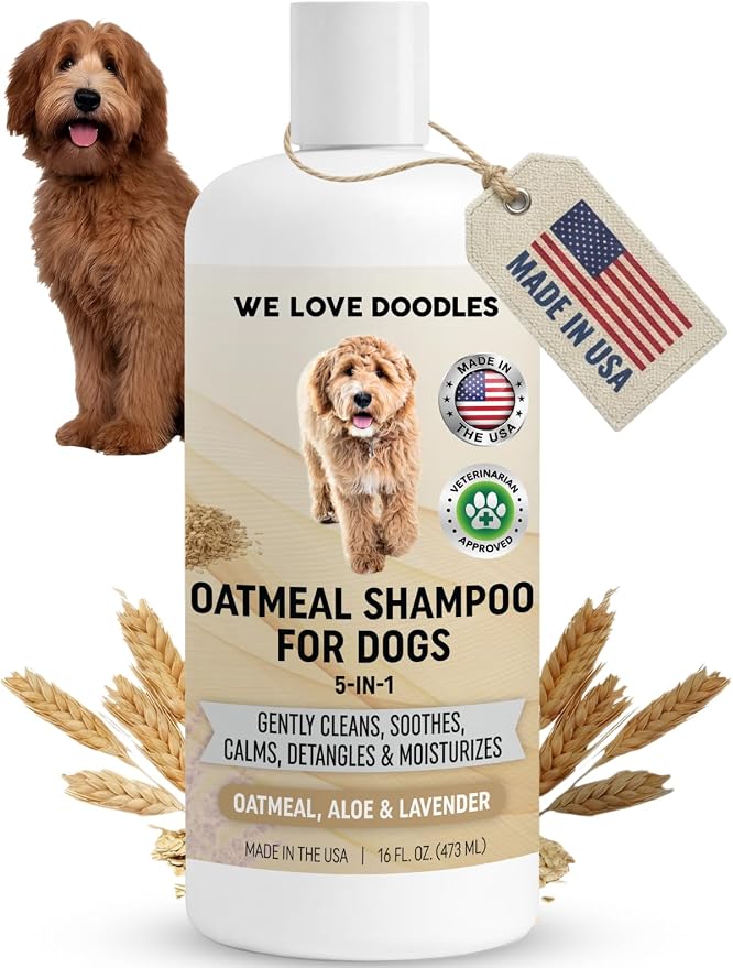 Premium Oatmeal Shampoo & Conditioner for Dogs with Sensitive & Itchy Skin | Provides Itch Relief & Soothes Dry Skin, Hypoallergenic, Tearless & Natural For Puppies, Pets & Cats, Anti-Itch, Made In USA