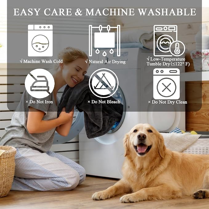 JUIN Waterproof Dog Blanket for Bed: King Size Water Proof Blanket, Gray | 100% Waterproof, Soft Double-Sided Flannel, King Size 108" x 90", Pet & Bed Protection, Machine Washable