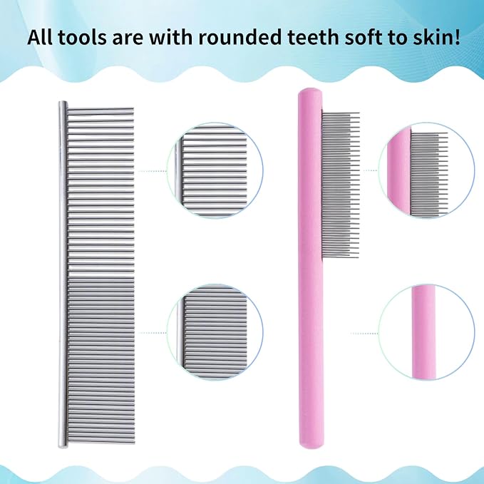 Pink Slicker Brush for Long Haired Dog Wooden Handle Coated Pins | Gently Grooming Slicker Brush, Ergonomic Wooden Handle, Long-Haired Dogs, Long Pins for Grooming Goldendoodles Poodles