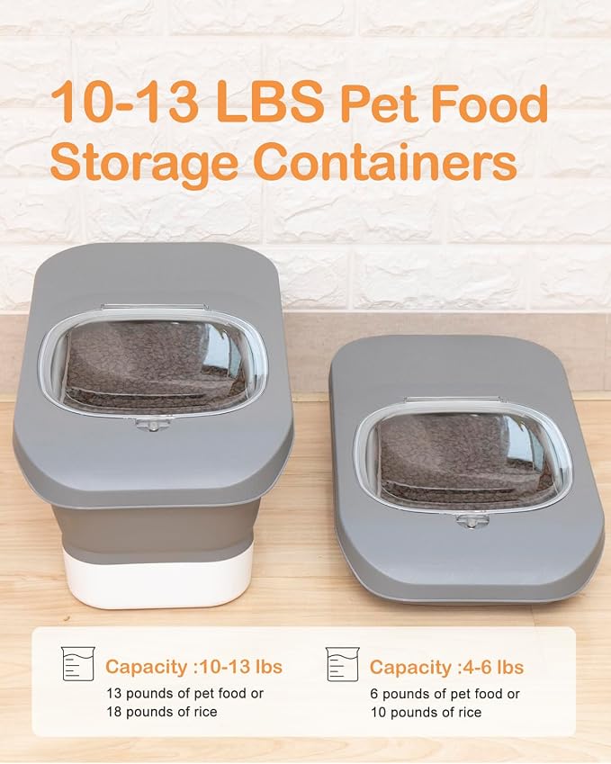 10-13 Lbs Dog Food Stroage Container, Collapsible Dog Food Containers with Airtight Lid, Pet Food Scoop, Pet Food Storage Container Dry Food for Dog, Cat and Other Pets