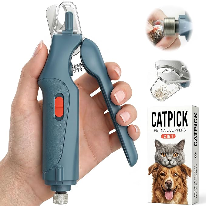 CATPICK 2-in-1 Cat Nail Clippers & Dog Nail Clippers Trimmers for Large Medium Small Dogs Cats Claw Trimmer Quick Sensor and Safety Guard USB Rechargeable with 2 LED Lights Dogs Nail Trimmer