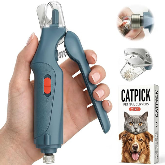 CATPICK 2-in-1 Cat Nail Clippers & Dog Nail Clippers Trimmers for Large Medium Small Dogs Cats Claw Trimmer Quick Sensor and Safety Guard USB Rechargeable with 2 LED Lights Dogs Nail Trimmer