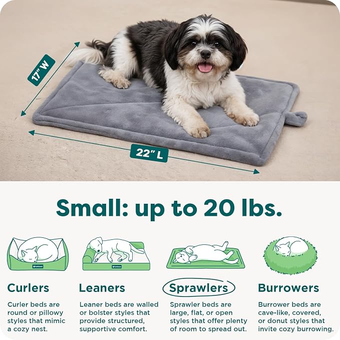 Furhaven ThermaNAP Self Warming Cat Mat, Dog Bed for Crates with Self-Warming Technology for Cozy Rest, Fully Machine Washable, Small, Plush Faux Fur, Gray Small - 22" L x 17" W (Pack of 8)