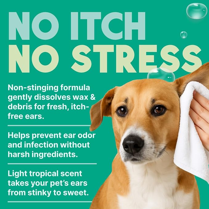 TropiClean Dog Ear Wash, Alcohol Free Ear Cleaning Solution, 1 Gallon