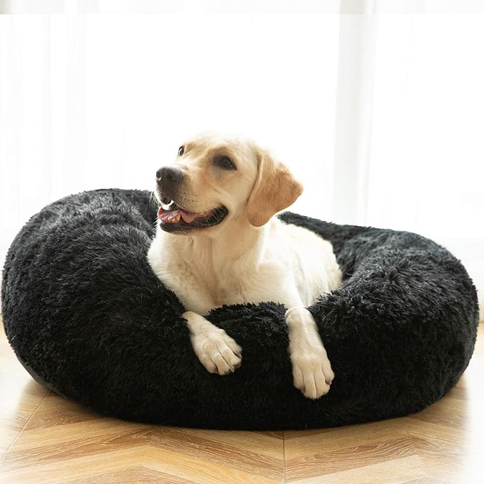 HACHIKITTY Calming Donut Cuddler Dog Bed, Indoor Puppy Beds for Large Dogs, XLarge 36''