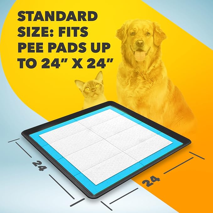 Skywin TidyFriend 2 Pack Dog Pee Pad Holder - Fits Up to 24” x 24” Pee Pad Holder for Dogs - Stable Grip, Soft Edges, Quick Wipe Silicone Surface Dog Pad Holder for Indoor Flooring Protection (Black)