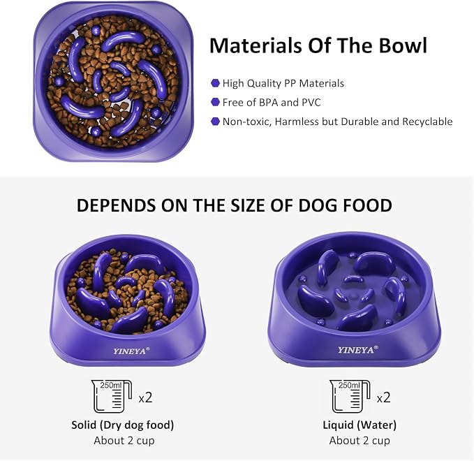 YINEYA Slow Feeder Dog Bowls, Pet Supplies That Slow Down Eating, Pet Food Bowls, Maze Dog Puzzle Feeder for Medium Breed | Dog Food Bowl Slow Down Eating Prevents Bloat, Promotes Healthy Digestion, Puzzle Feeder Interactive Makes Meal Time Fun