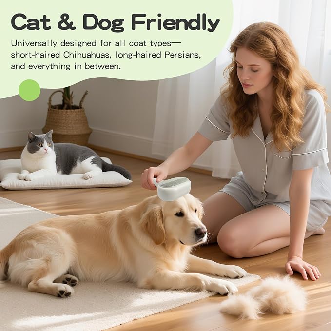 Double Sided Pet Grooming Brush for Dogs and Cats - Gentle Deshedding Tool for Long/Short Hair, Massage & Hair Removal - Indoor Grooming, Outdoor Use & Travel Friendly