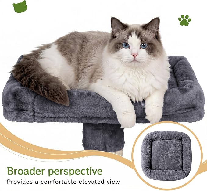 89 inch Cat Tree Tower - Extra Tall Multi-Level Cat Furniture with 2 Cozy Condos, Natural Sisal Scratching Posts, Plush Perches and Hammock for Large Indoor Cats (Dark Gray)