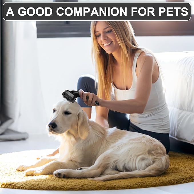 Self Cleaning Slicker Brush for Dog and Cat Shedding, Black | Skin Friendly Deshedding Brush for Short or Long Haired Dogs & Cats, One-Click Retractable for Easy Cleaning Flying Hair