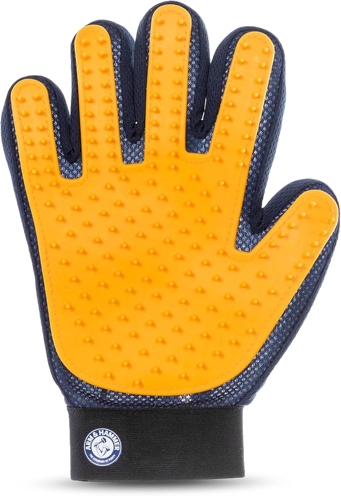 Arm & Hammer Deodorizing Dog Grooming Glove, Lily & Vanilla Scent | Fragrance transfer technology, baking soda infused, deshedding glove, for bathing and dry grooming daily