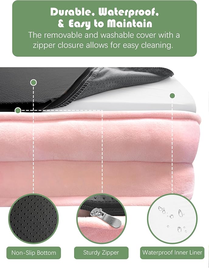 Spotted Play Orthopedic Dog Bed with Sides - Sofa Beds for Large Dogs, Supportive Foam Pet Couch Bed with Washable Removable Cover, Waterproof Lining and Non-Slip Bottom, Pink - L