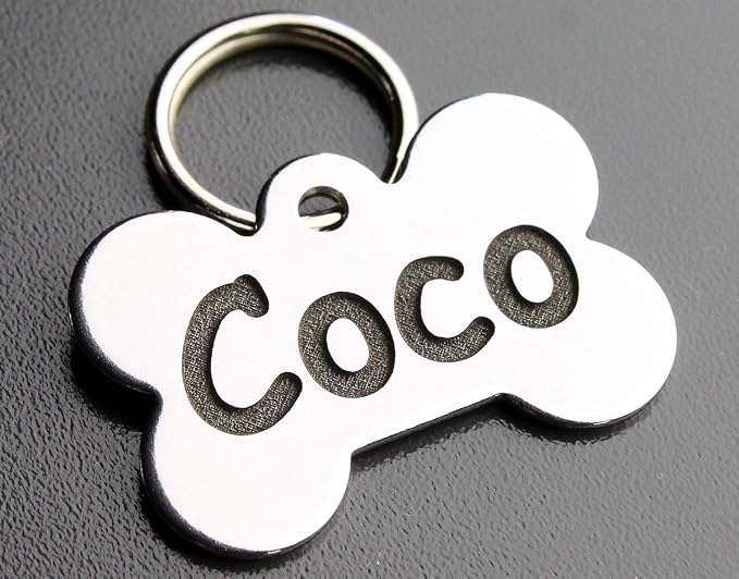 DEEP Engraved Premium Dog & Cat ID Tag – Personalized, Stainless Steel, Long-Lasting Durability - XS Bone 3/4" x1-1/4 (1-Side Engraving)