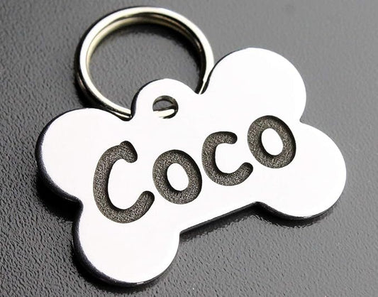 DEEP Engraved Premium Dog & Cat ID Tag – Personalized, Stainless Steel, Long-Lasting Durability - XS Bone 3/4" x1-1/4 (1-Side Engraving)