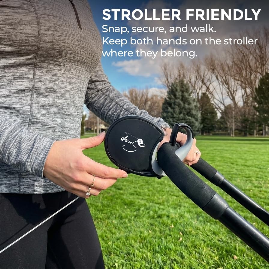 Snap Retractable Dog Leash with Built-in Clip - for Medium and Large Dogs (25+ lbs), Hands-Free Connection, Reflective 16-ft Tape, Brake and Lock, Tangle-Free