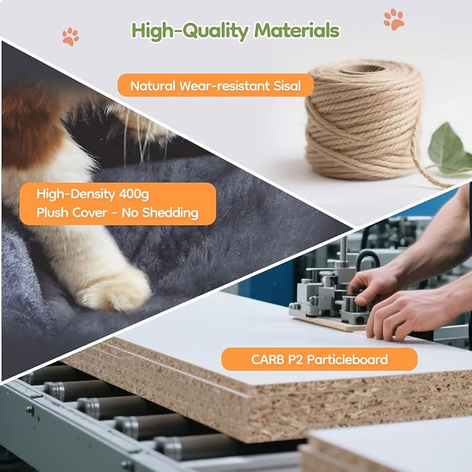 Taoqimiao 76.8in Cat Tree, Heavy Duty Tall Cat Tower for Large Cats F40G | Easy Climbing, Extra Large Sturdy Base, Multi-level Tower, 7 Scratching Posts, Large Hammock, 2 Houses, 2 Perches